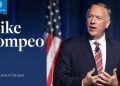 Cựu ngoại trưởng Mike Pompeo diễn thuyết tại trường đại học Hillsdale Colege.